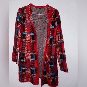 Signature Studio Red Plaid Women's Cardigan